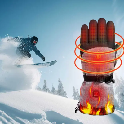 VolteX Heated Gloves with winter snowy background